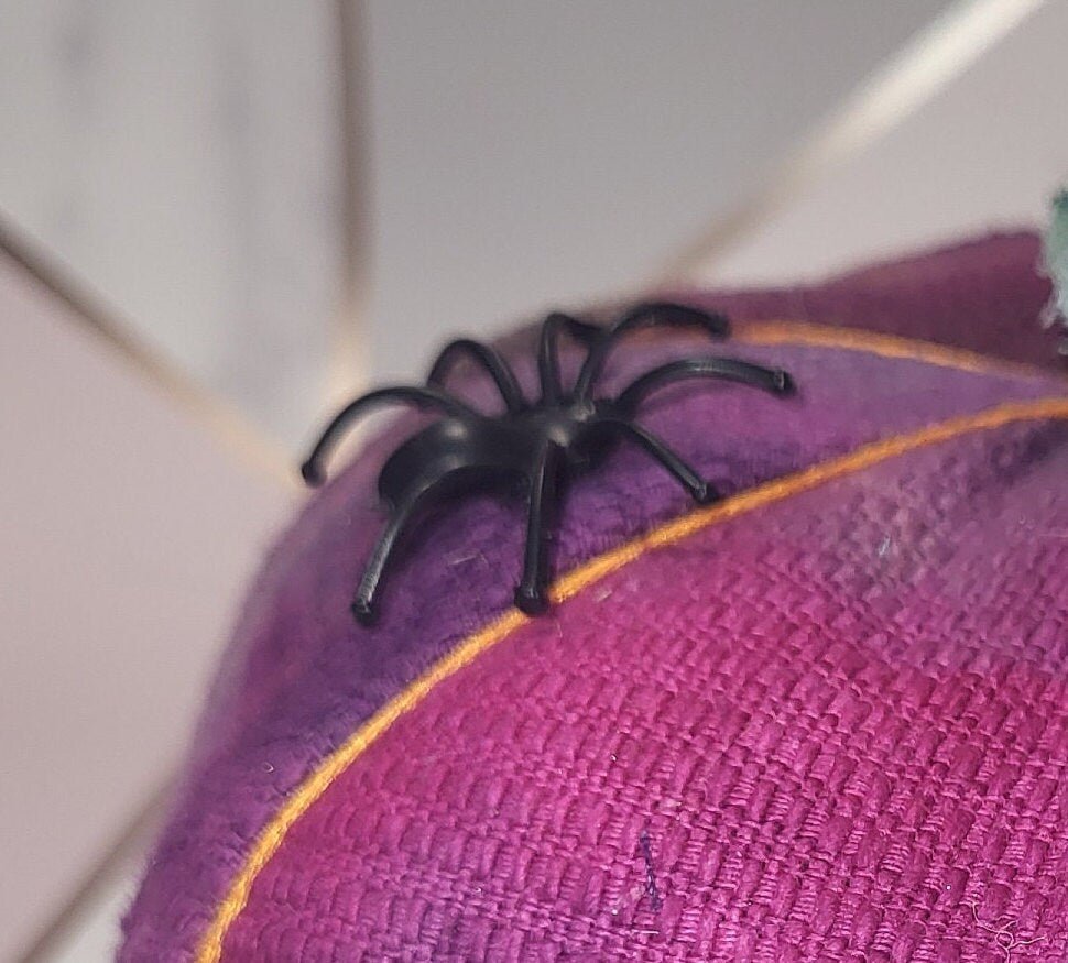 Handmade Purple Halloween Pumpkins: Spooky Spider Decor (Pair) - KJ Designs