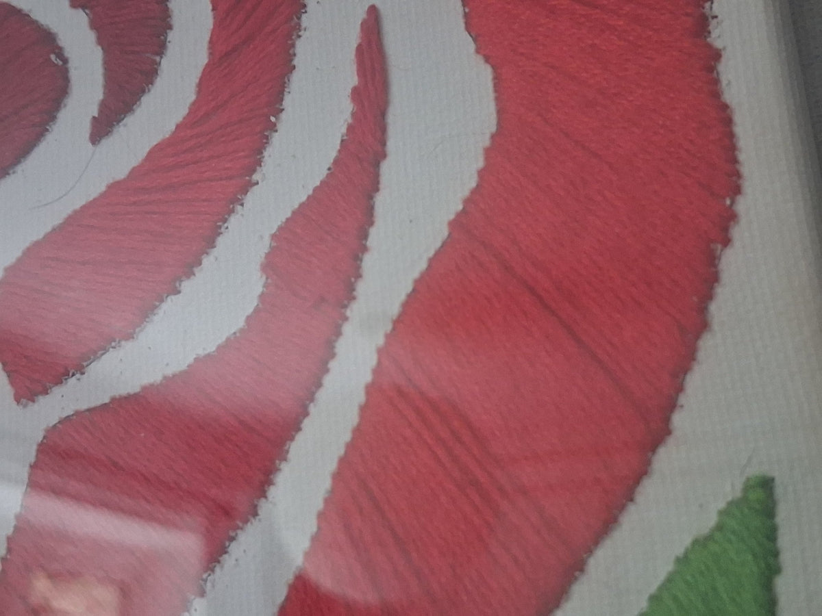 Handmade Red Rose Textile Wall Art - KJ Designs