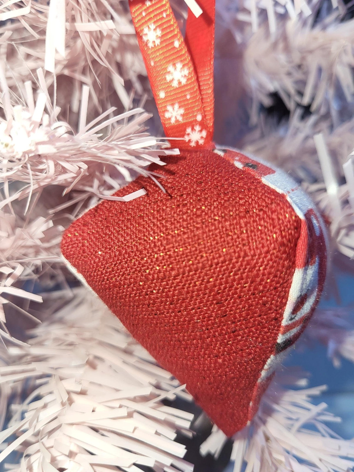 Handmade Santa Fabric Christmas Ornament: Glittery Tree Decoration - KJ Designs