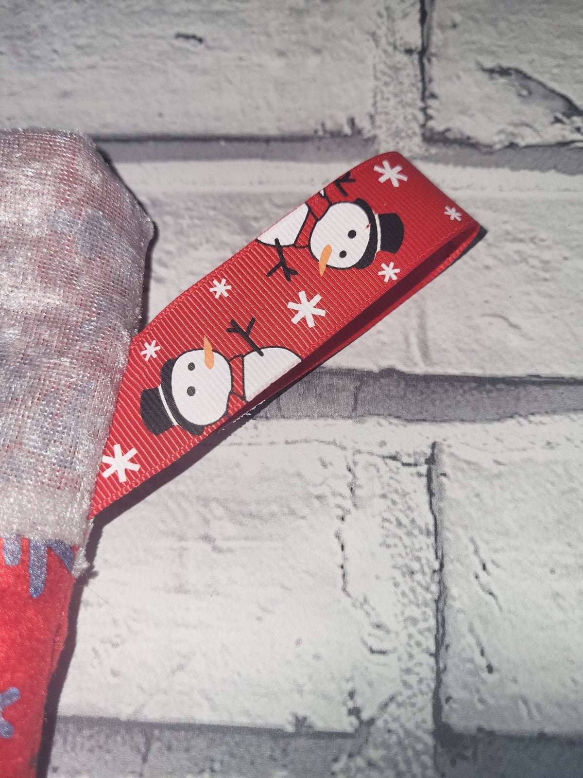 Handmade Snowflake Christmas Stocking: Red & Blue Holiday Decor - KJ Designs