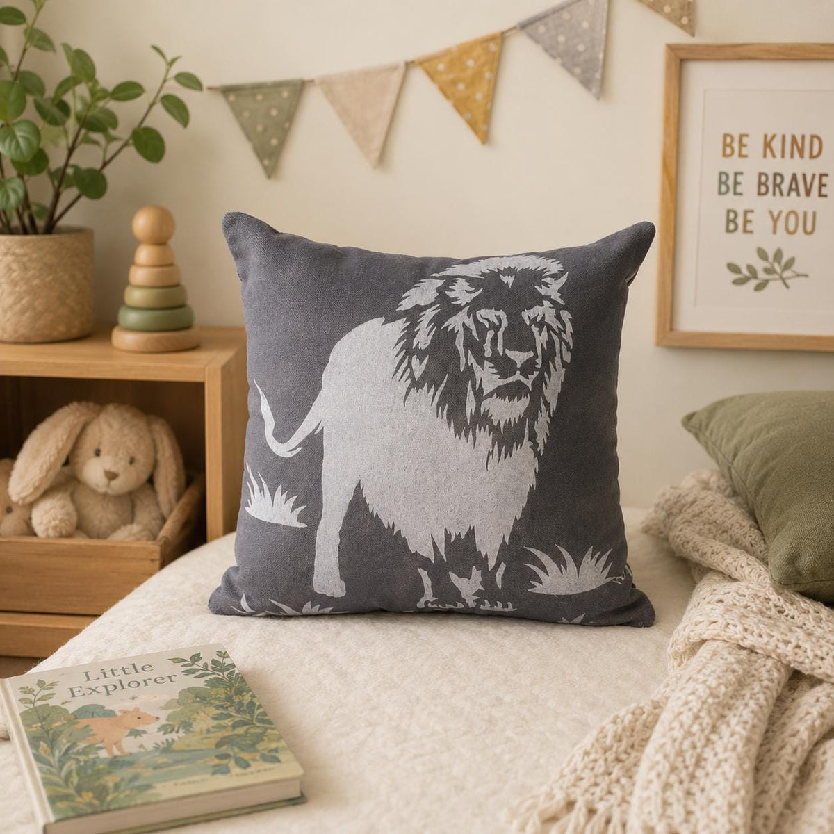 Handprinted Safari Pillows: Wild Animal Nursery Decor, Animal Lover Gift - KJ Designs