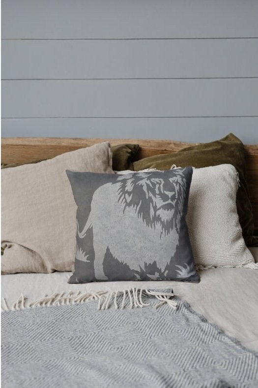 Handprinted Safari Pillows: Wild Animal Nursery Decor, Animal Lover Gift - KJ Designs