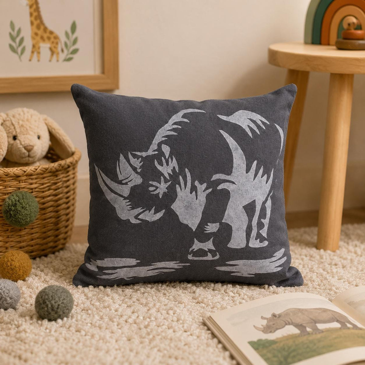 Handprinted Safari Pillows: Wild Animal Nursery Decor, Animal Lover Gift - KJ Designs