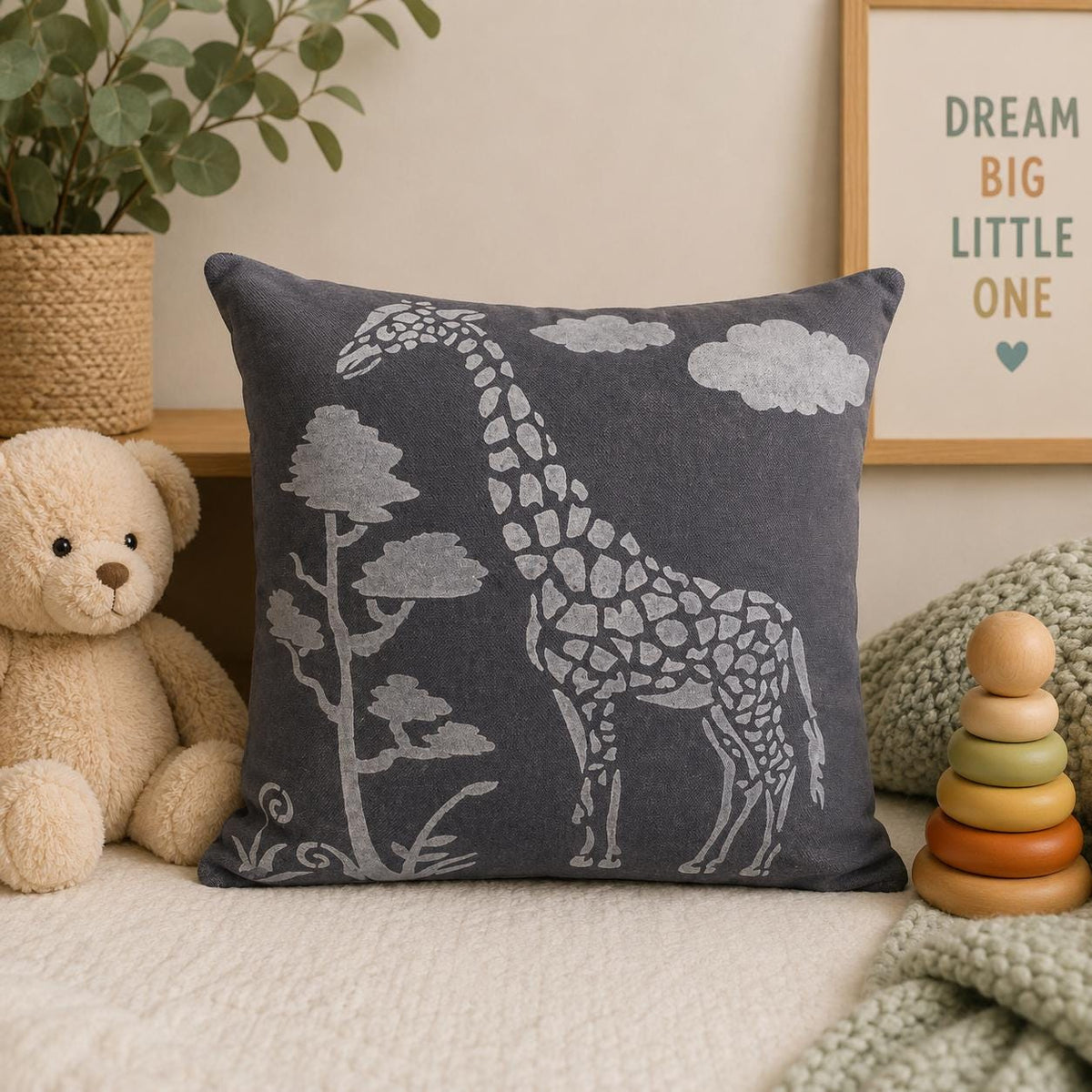 Handprinted Safari Pillows: Wild Animal Nursery Decor, Animal Lover Gift - KJ Designs