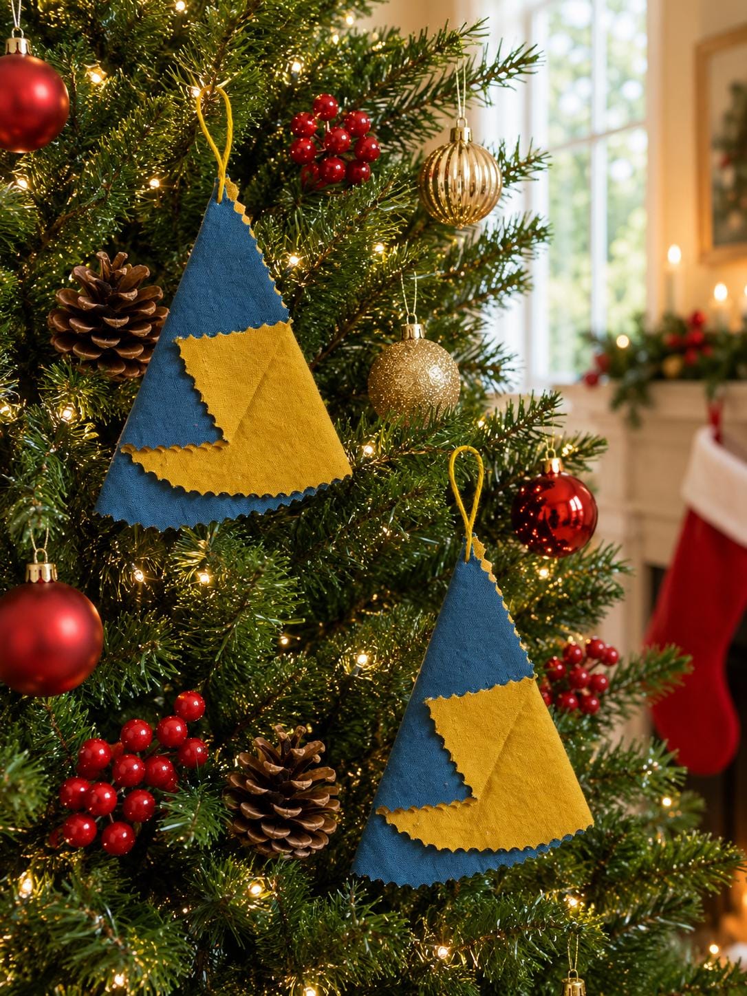 Handsewn Fabric Christmas Tree Ornament: Eco-Friendly Decor - KJ Designs