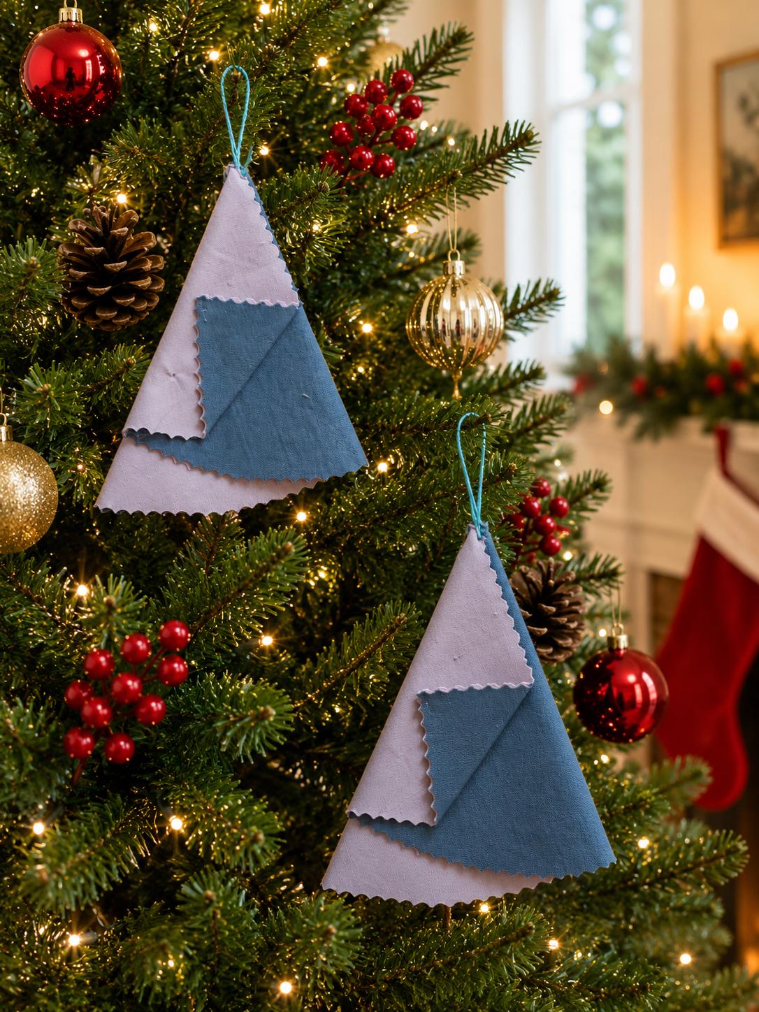 Handsewn Fabric Christmas Tree Ornament: Eco-Friendly Decor - KJ Designs