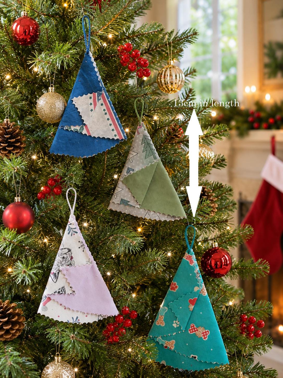 Handsewn Fabric Christmas Tree Ornament: Eco-Friendly Decor - KJ Designs