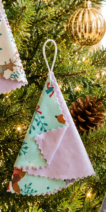 Handsewn Fabric Christmas Tree Ornament: Eco-Friendly Decor - KJ Designs