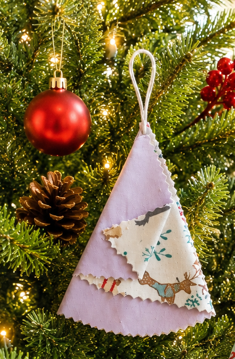 Handsewn Fabric Christmas Tree Ornament: Eco-Friendly Decor - KJ Designs