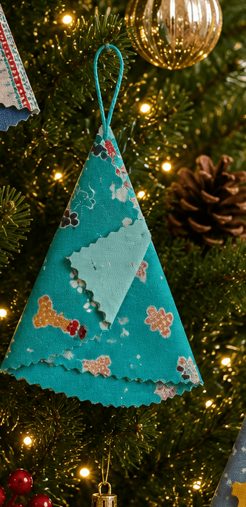 Handsewn Fabric Christmas Tree Ornament: Eco-Friendly Decor - KJ Designs