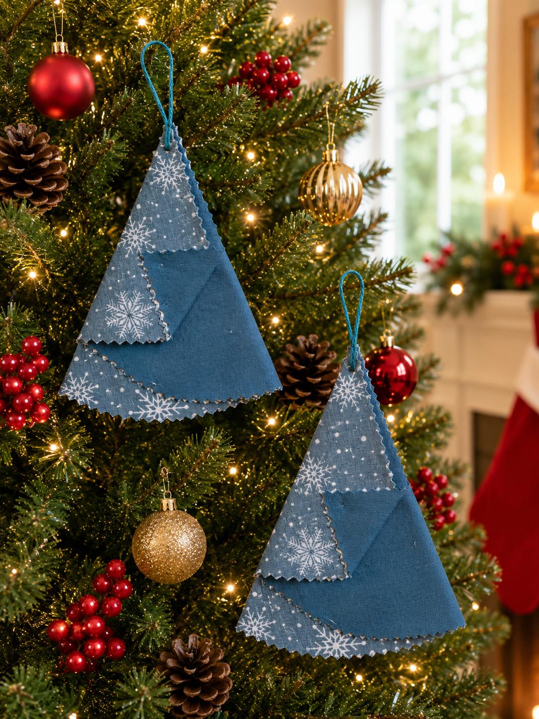 Handsewn Fabric Christmas Tree Ornament: Eco-Friendly Decor - KJ Designs