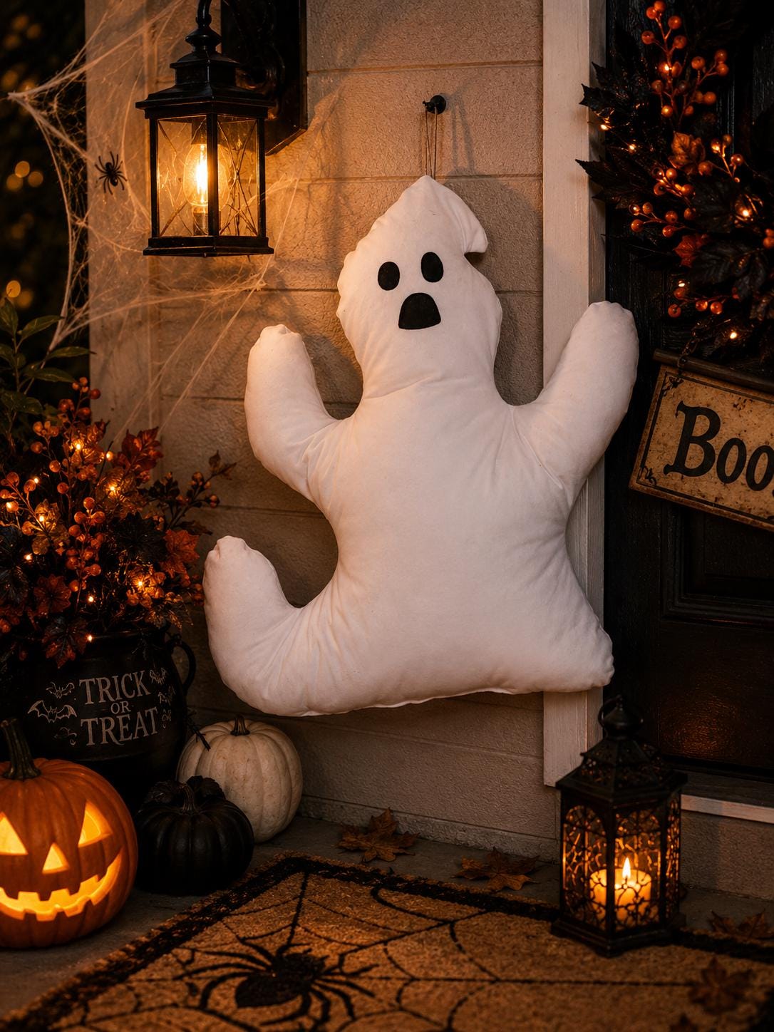 Hanging Ghost Pillow: Handmade Halloween Home Decor - KJ Designs