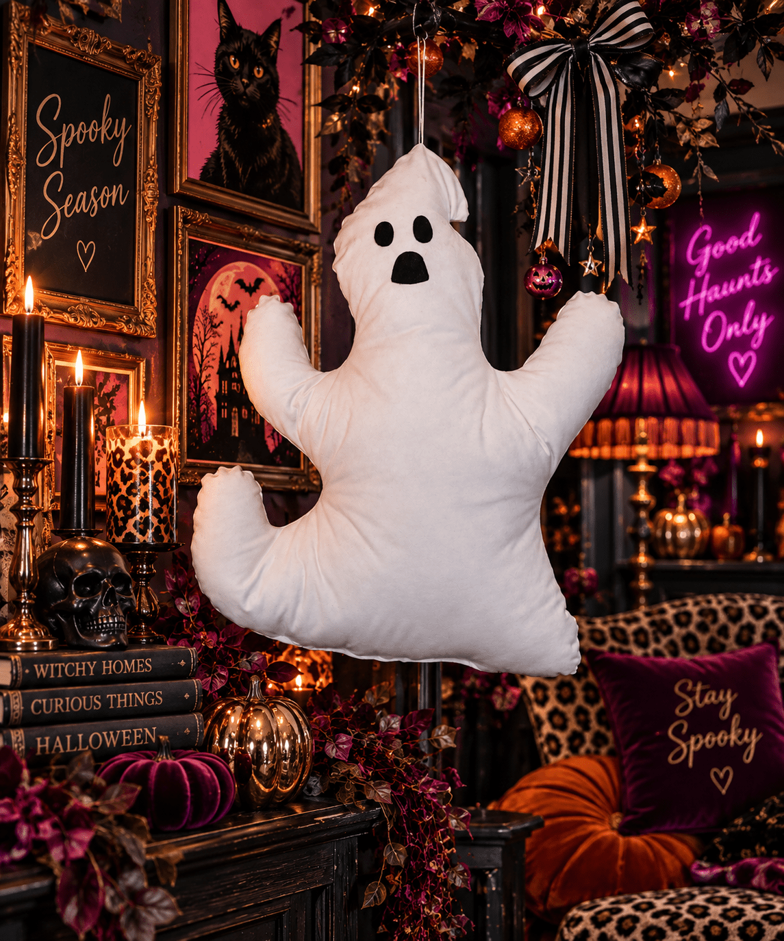 Hanging Ghost Pillow: Handmade Halloween Home Decor - KJ Designs