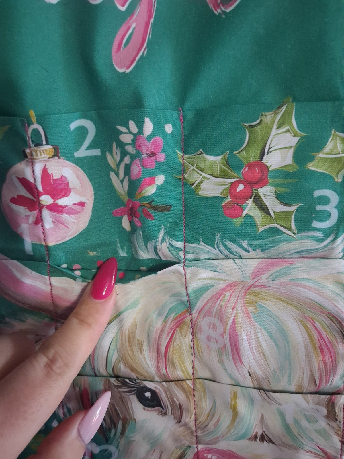 Highland Cow Reusable Fabric Advent Calendar - KJ Designs