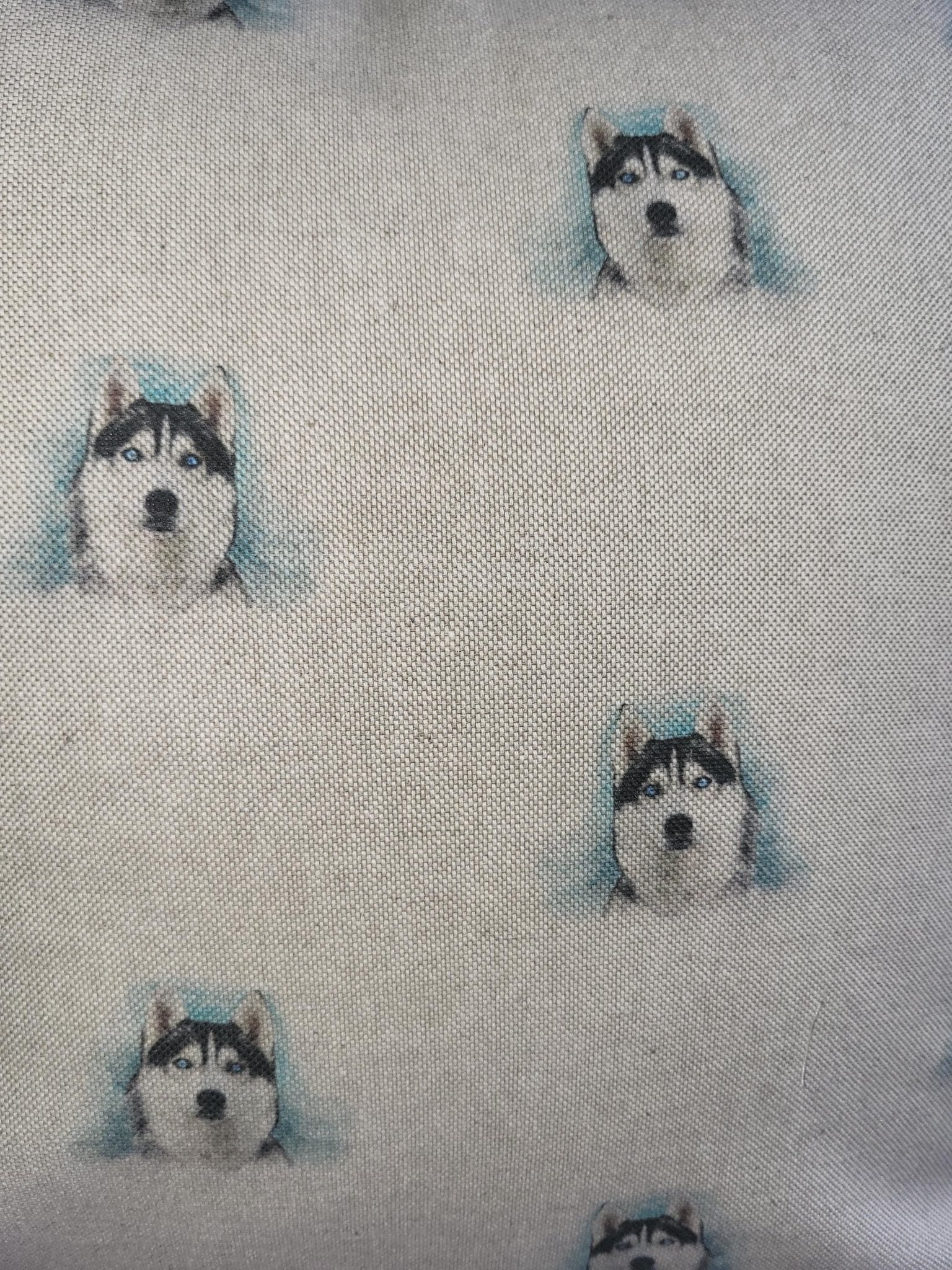 Husky Dog Print Cushion: Cotton Linen Pillow, Animal Lover Gift - KJ Designs