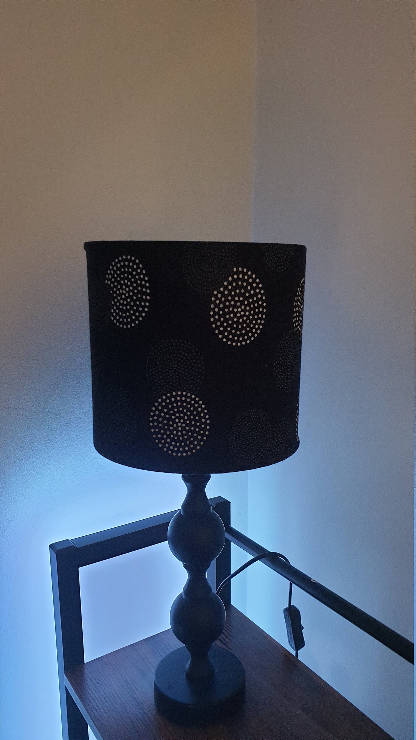 Black & White Polka Dot Drum Lampshade: Minimalist Geometric Print