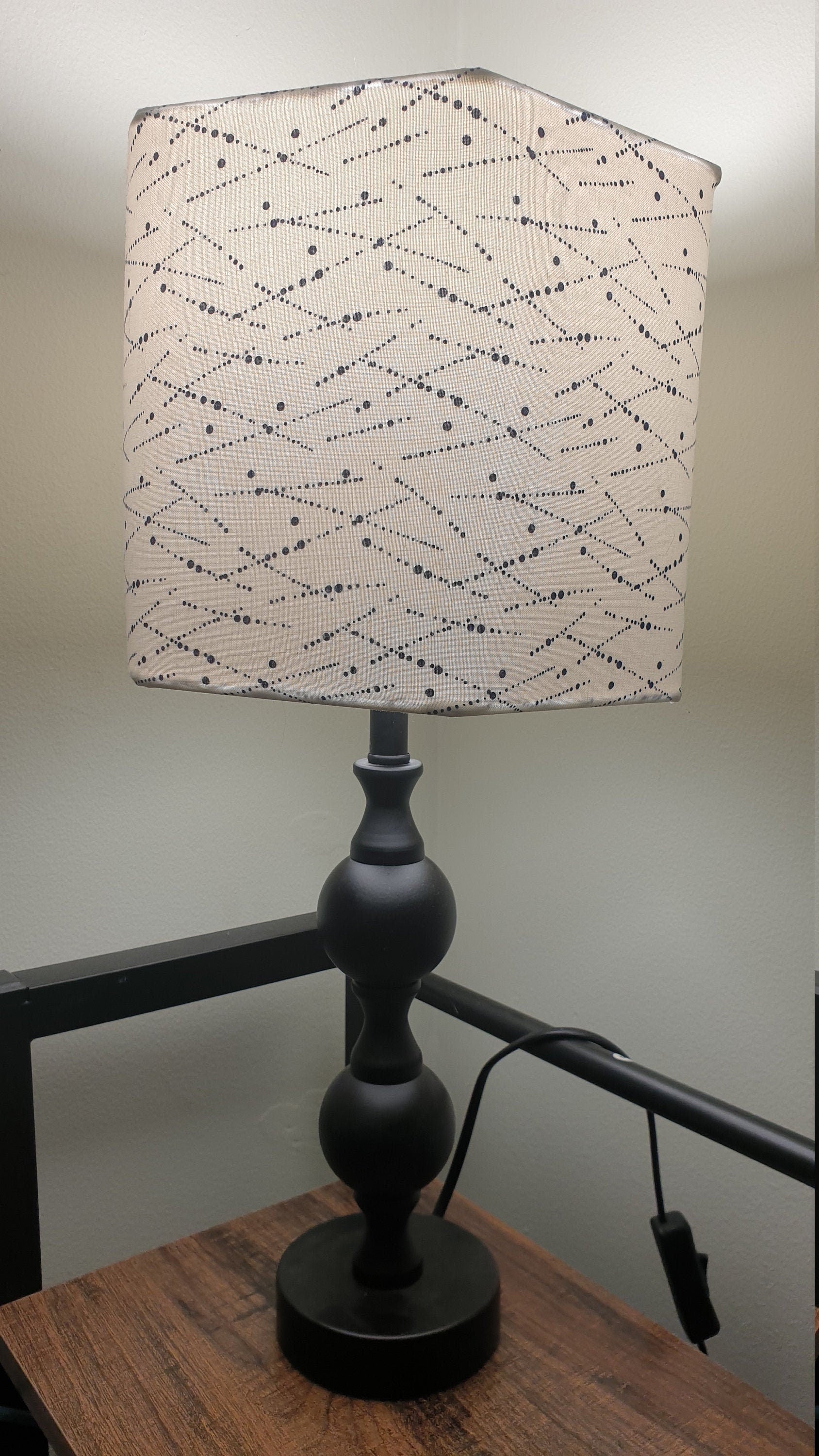 Blue Polka Dot Lampshade: Minimalist Hexagon Shade, Living Room Decor