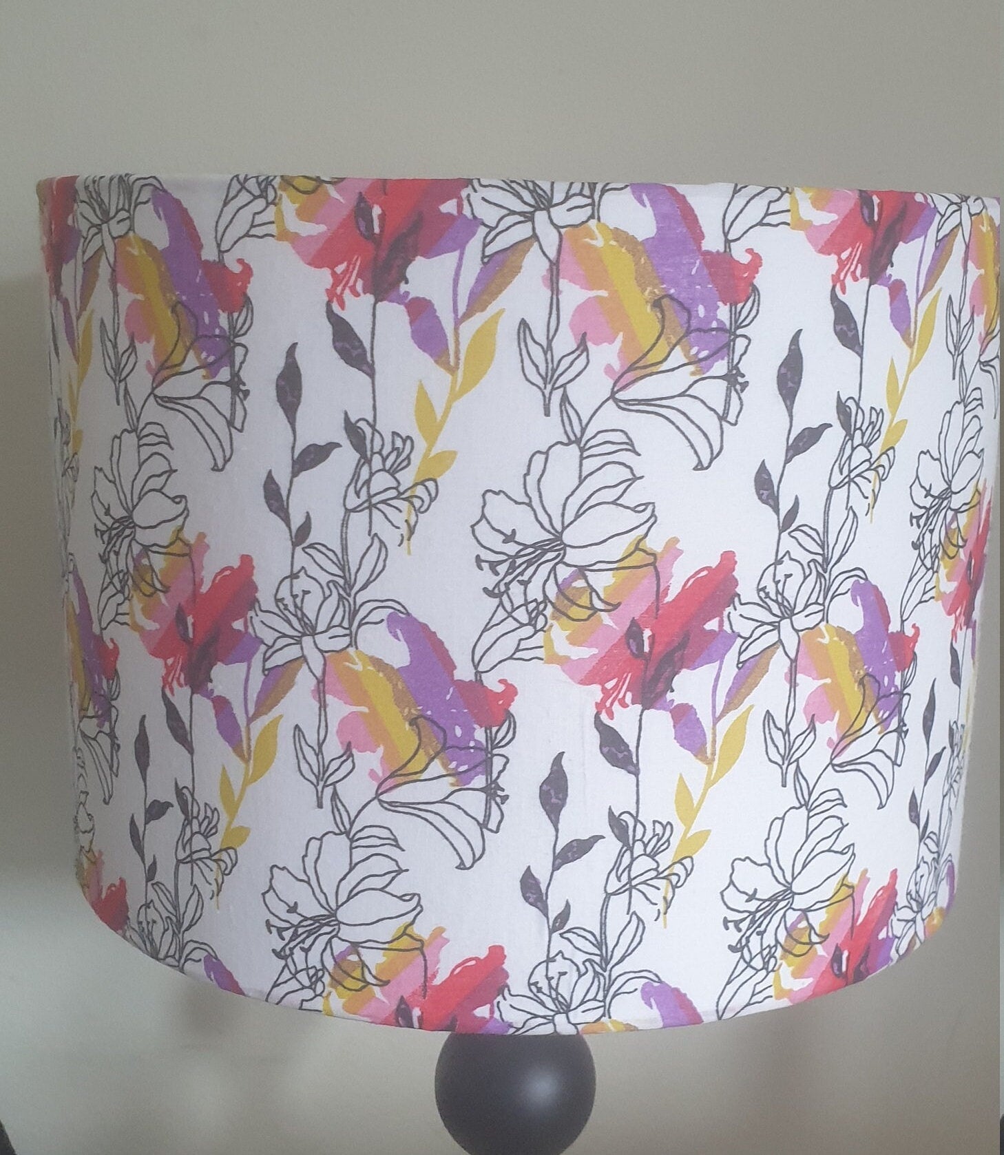 Large Floral Lampshade: Rainbow Flower Table Lamp Decor