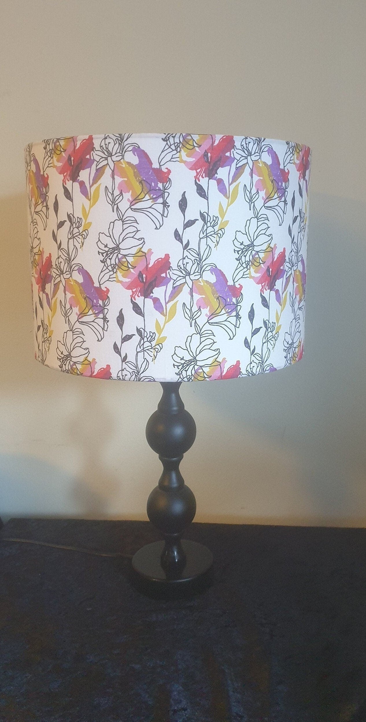 Large Floral Lampshade: Rainbow Flower Table Lamp Decor