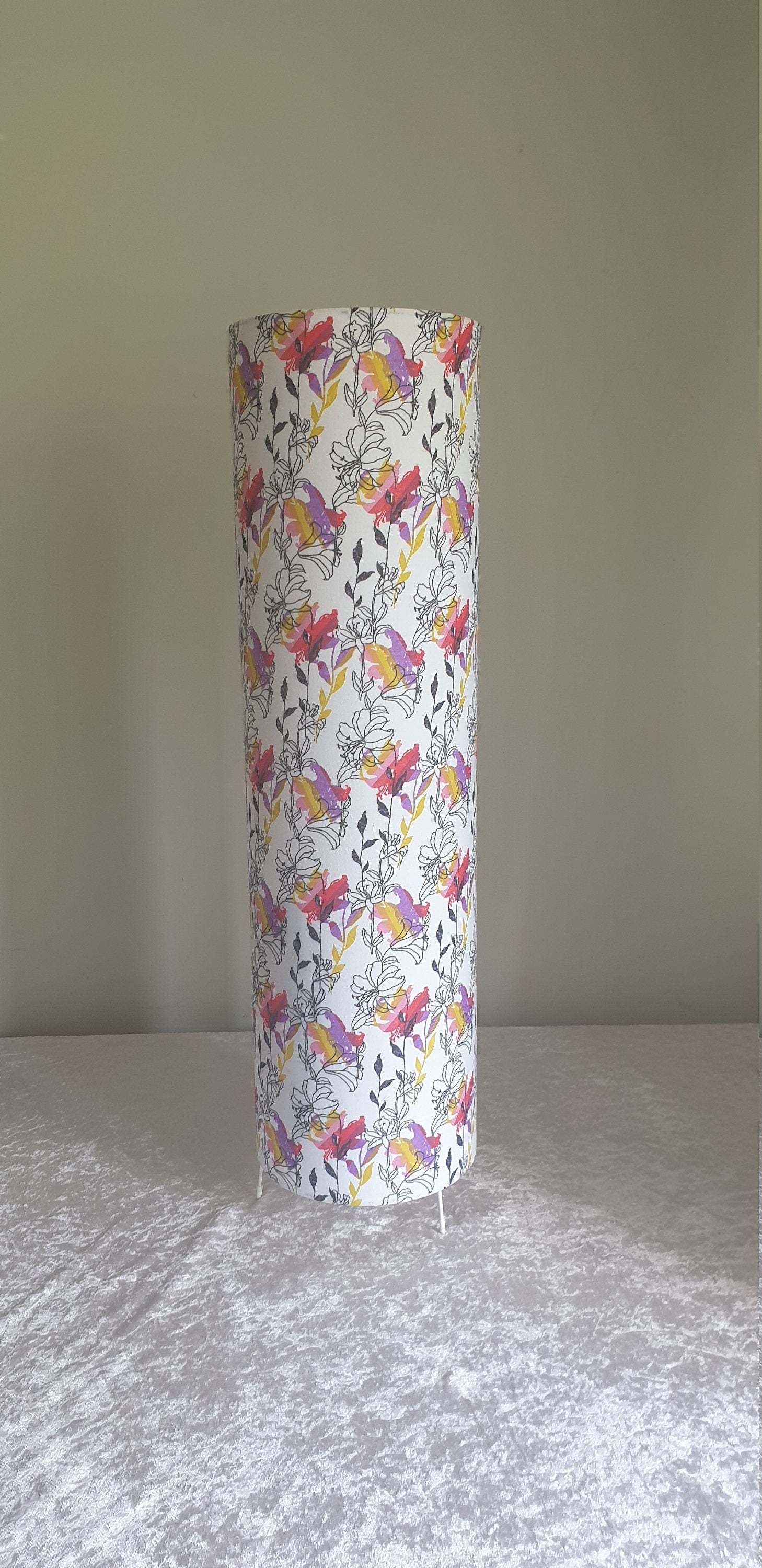 Floral Fabric Floor Lampshade: Whimsical Home Decor (72cm Tall)