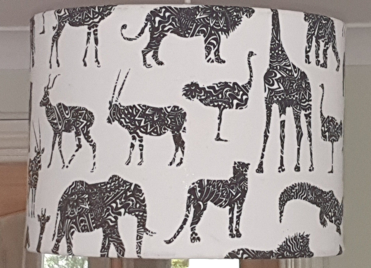 Animal Print Drum Lampshade: Neutral Safari Nursery Decor, 30cm