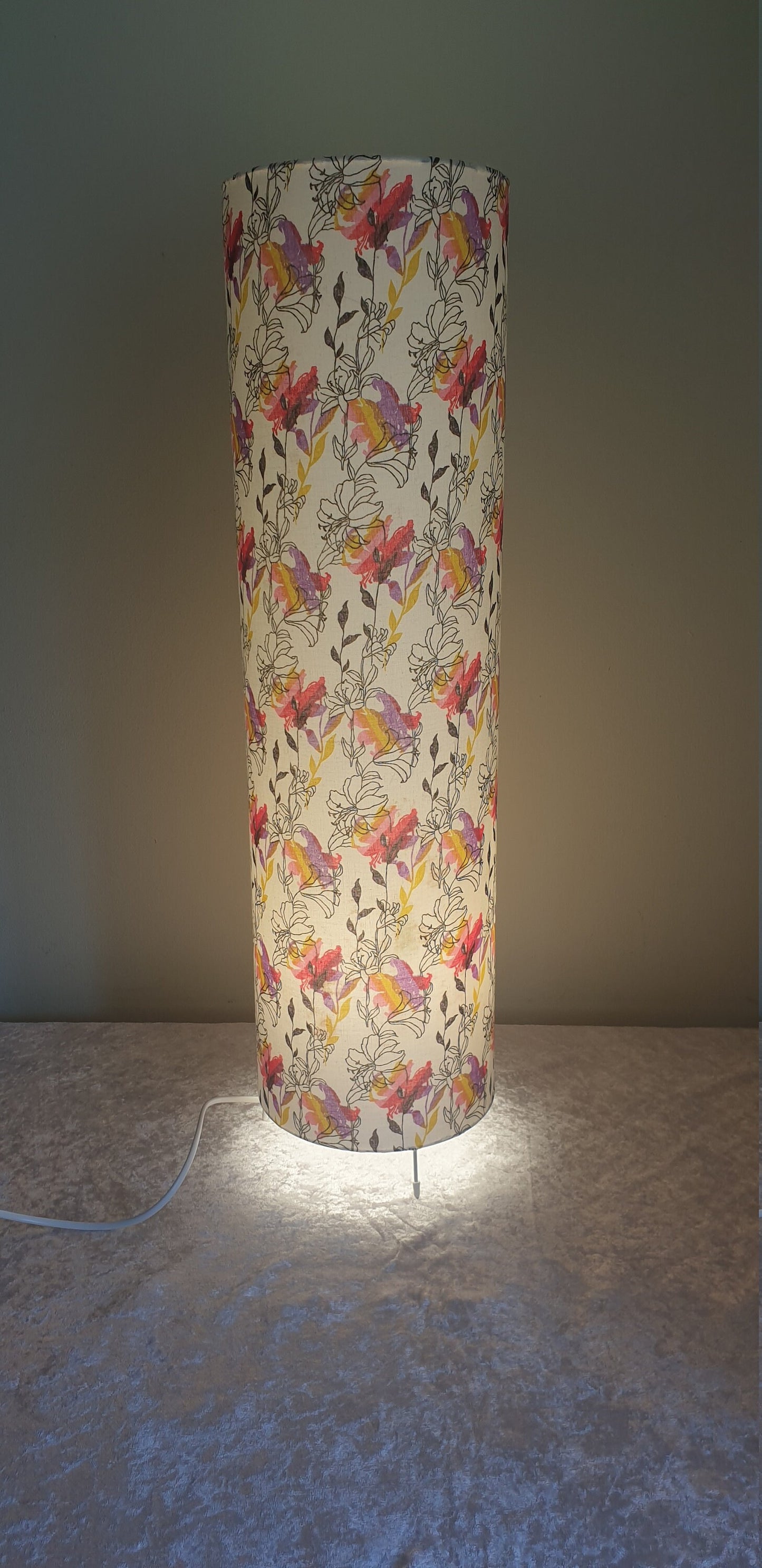 Floral Fabric Floor Lampshade: Whimsical Home Decor (72cm Tall)