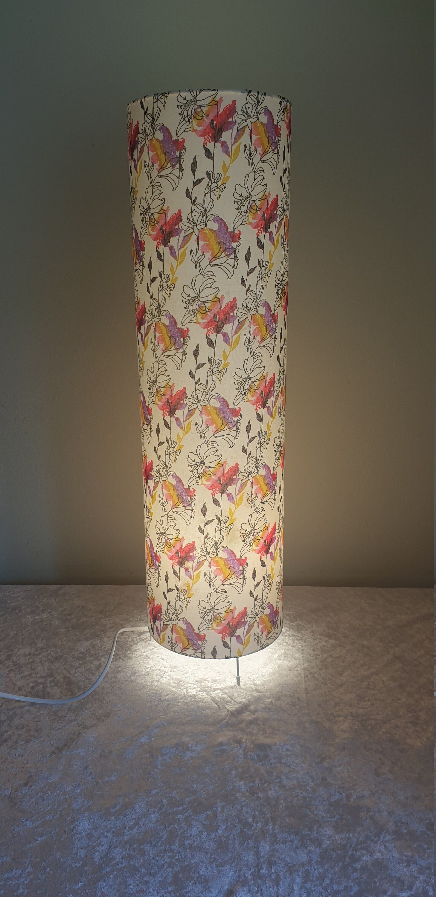 Floral Fabric Floor Lampshade: Whimsical Home Decor (72cm Tall)
