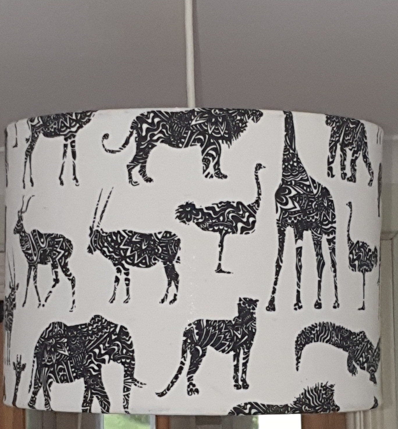 Animal Print Drum Lampshade: Neutral Safari Nursery Decor, 30cm