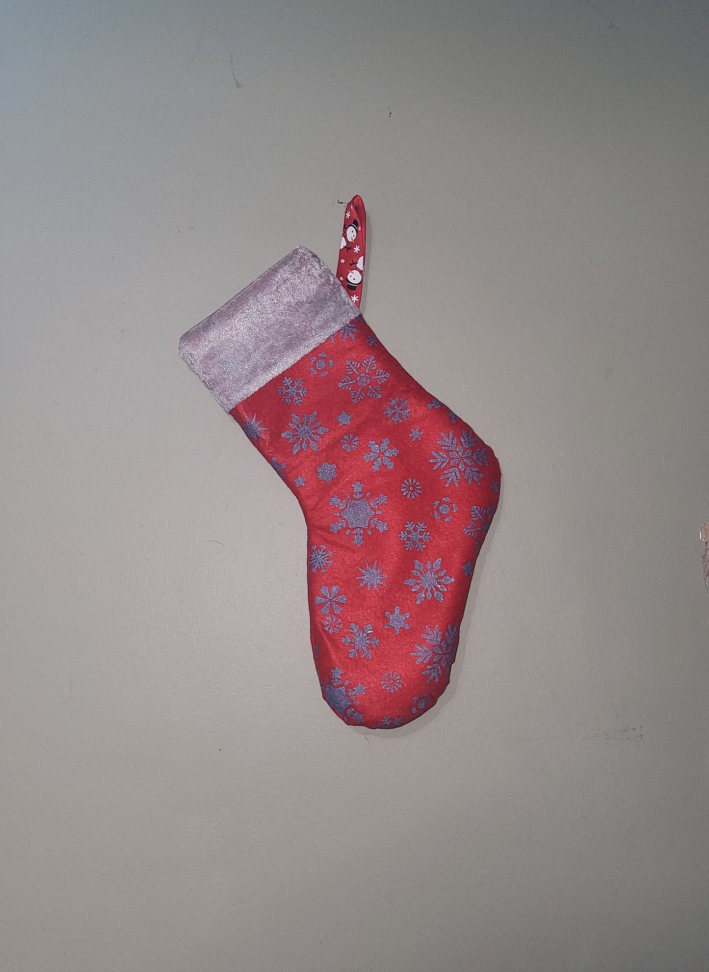 Handmade Snowflake Christmas Stocking: Red & Blue Holiday Decor