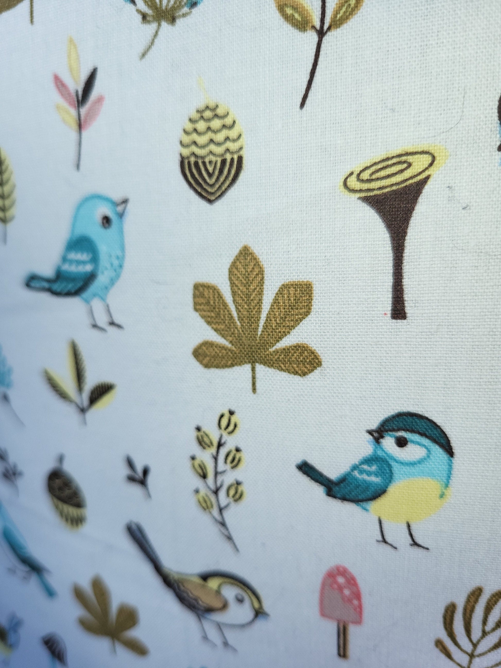 Yellow Floral Bird Print Cushion | Reversible Cottage Style Decor