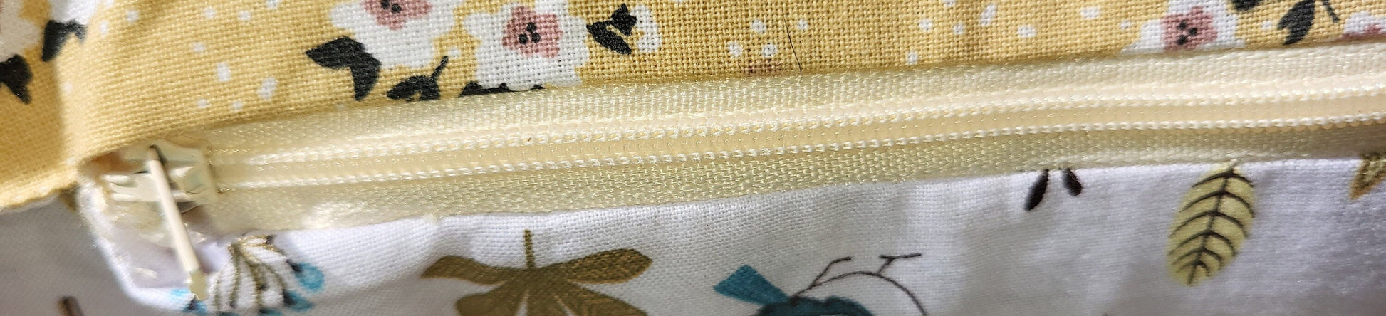 Yellow Floral Bird Print Cushion | Reversible Cottage Style Decor