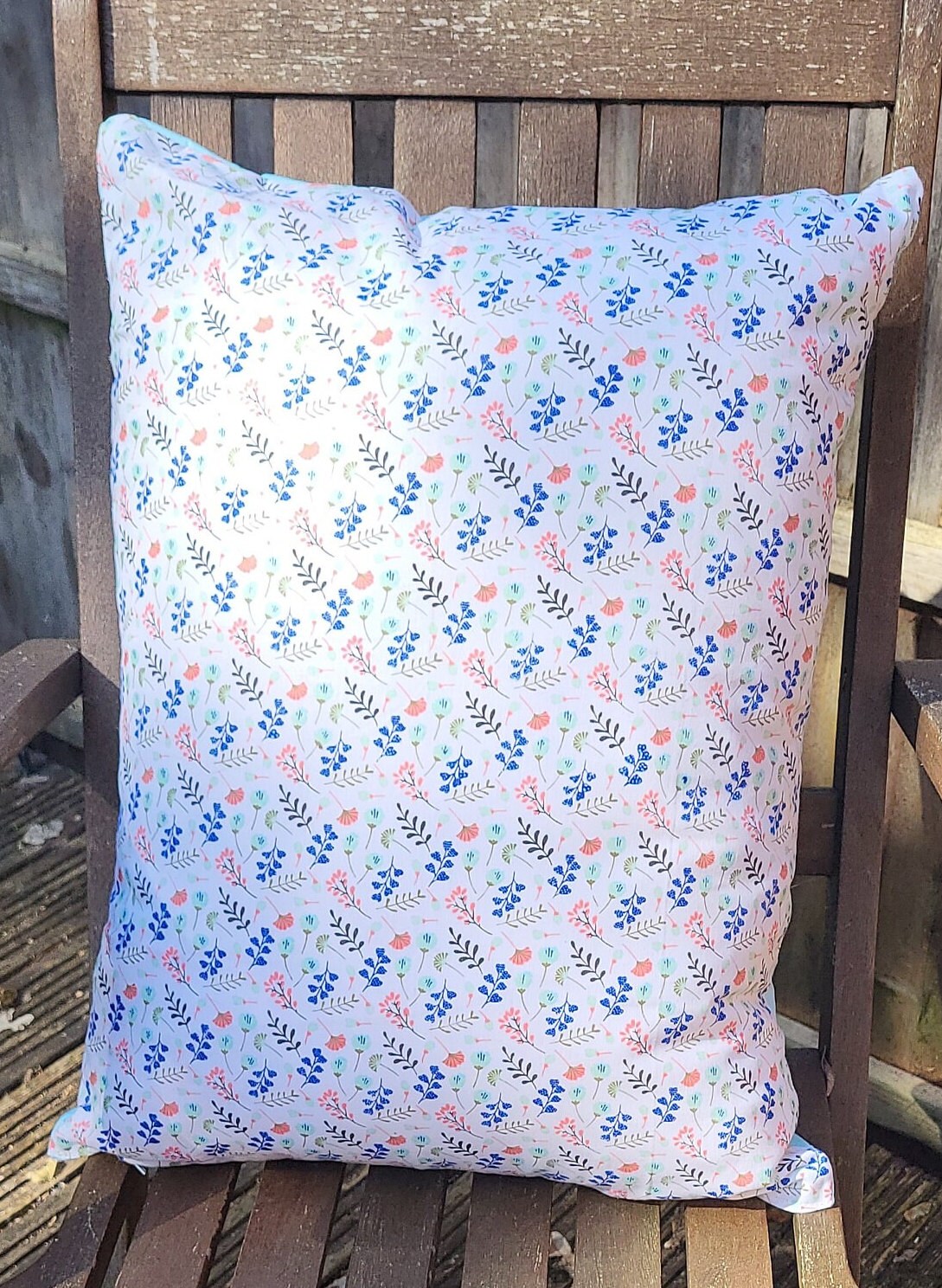 Reversible Floral Cushion: Sky Blue Summer Decor
