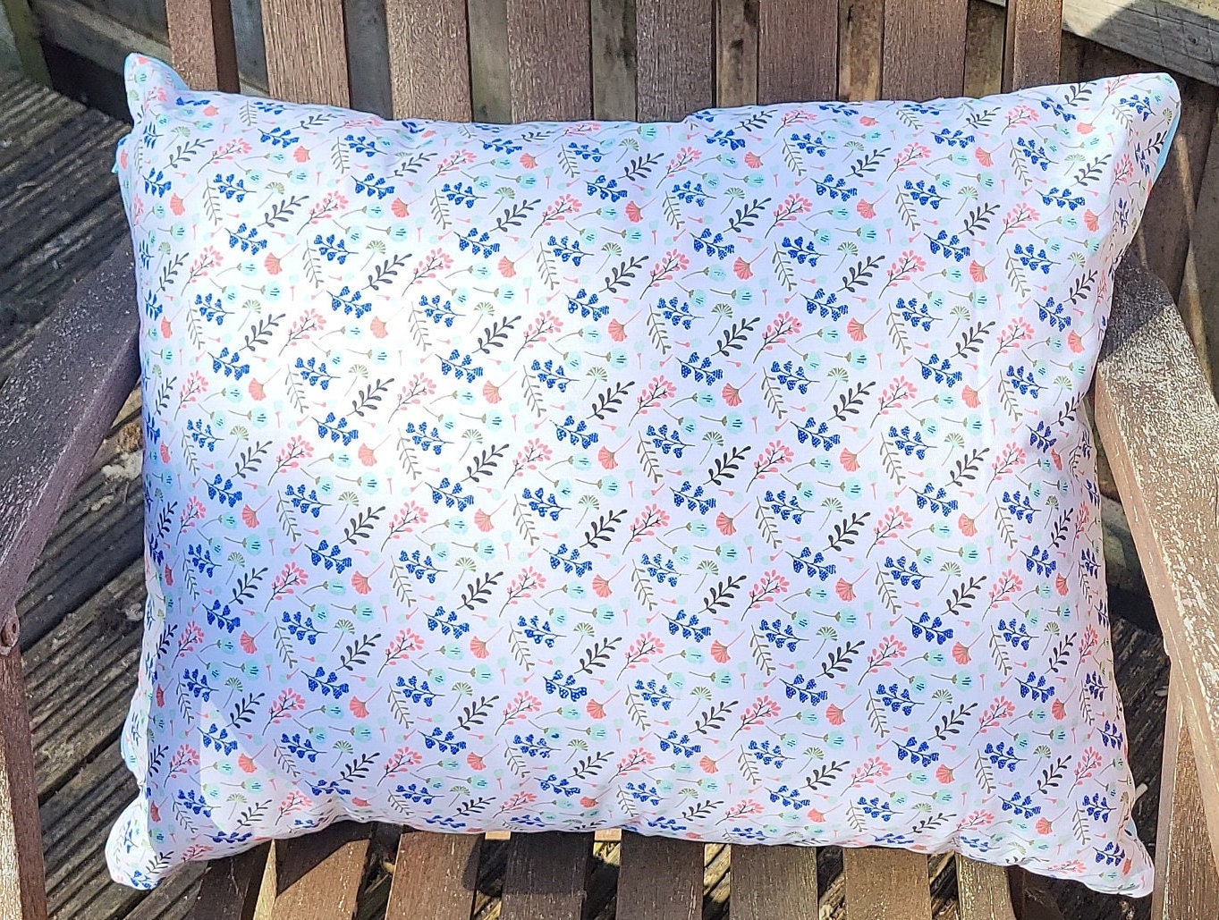 Reversible Floral Cushion: Sky Blue Summer Decor