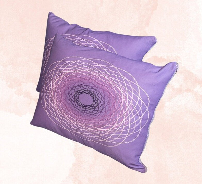 Spirograph Print Pillows: Recycled Cotton Scatter Cushions (Set of 2)