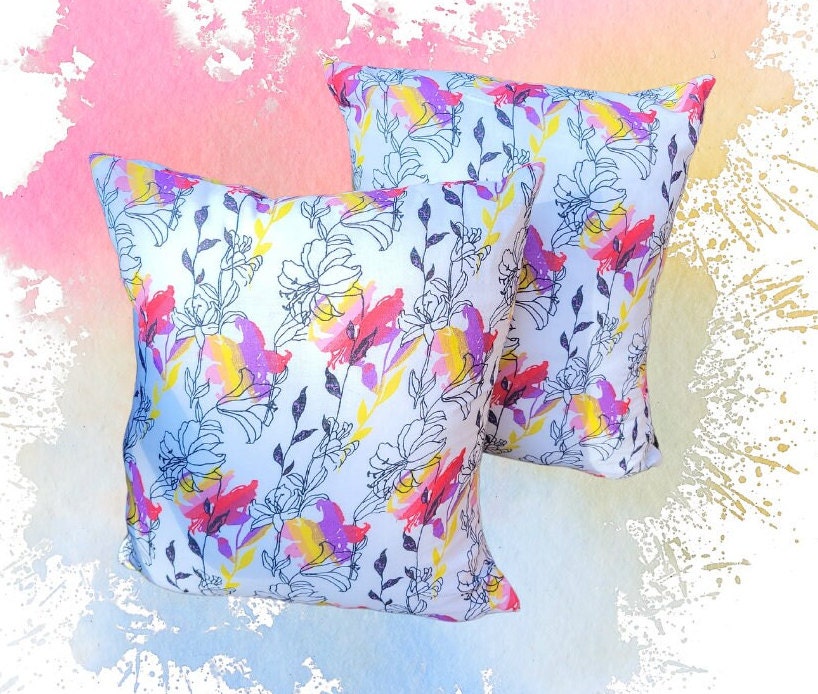 Vibrant Floral Cushion Set: Handmade Colorful Throw Pillows