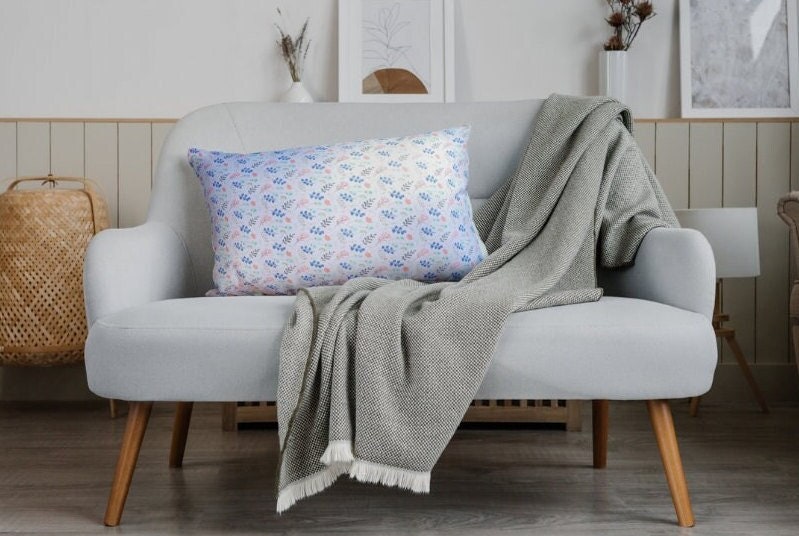 Reversible Floral Cushion: Sky Blue Summer Decor
