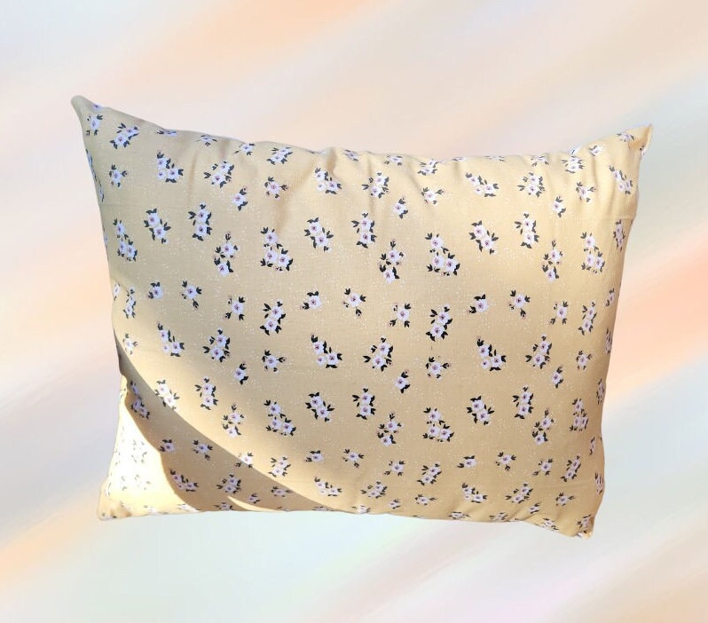 Yellow Floral Bird Print Cushion | Reversible Cottage Style Decor