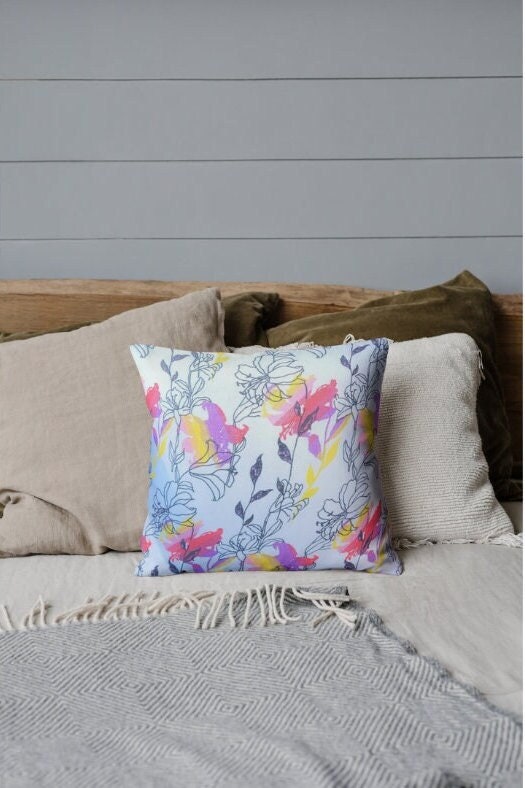 Vibrant Floral Cushion Set: Handmade Colorful Throw Pillows