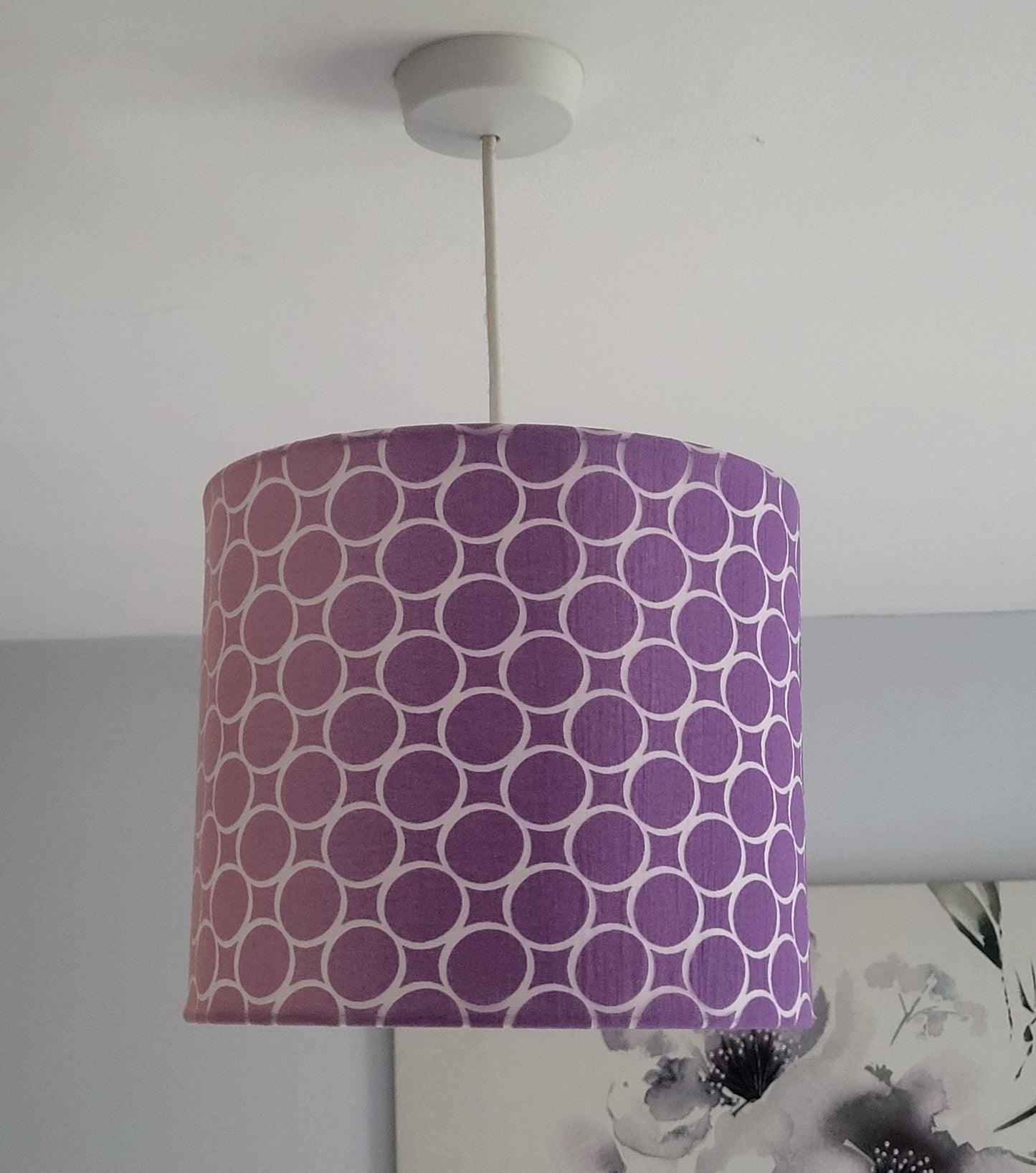 Purple Ombre Lampshade: Geometric Print, Girl's Room Decor
