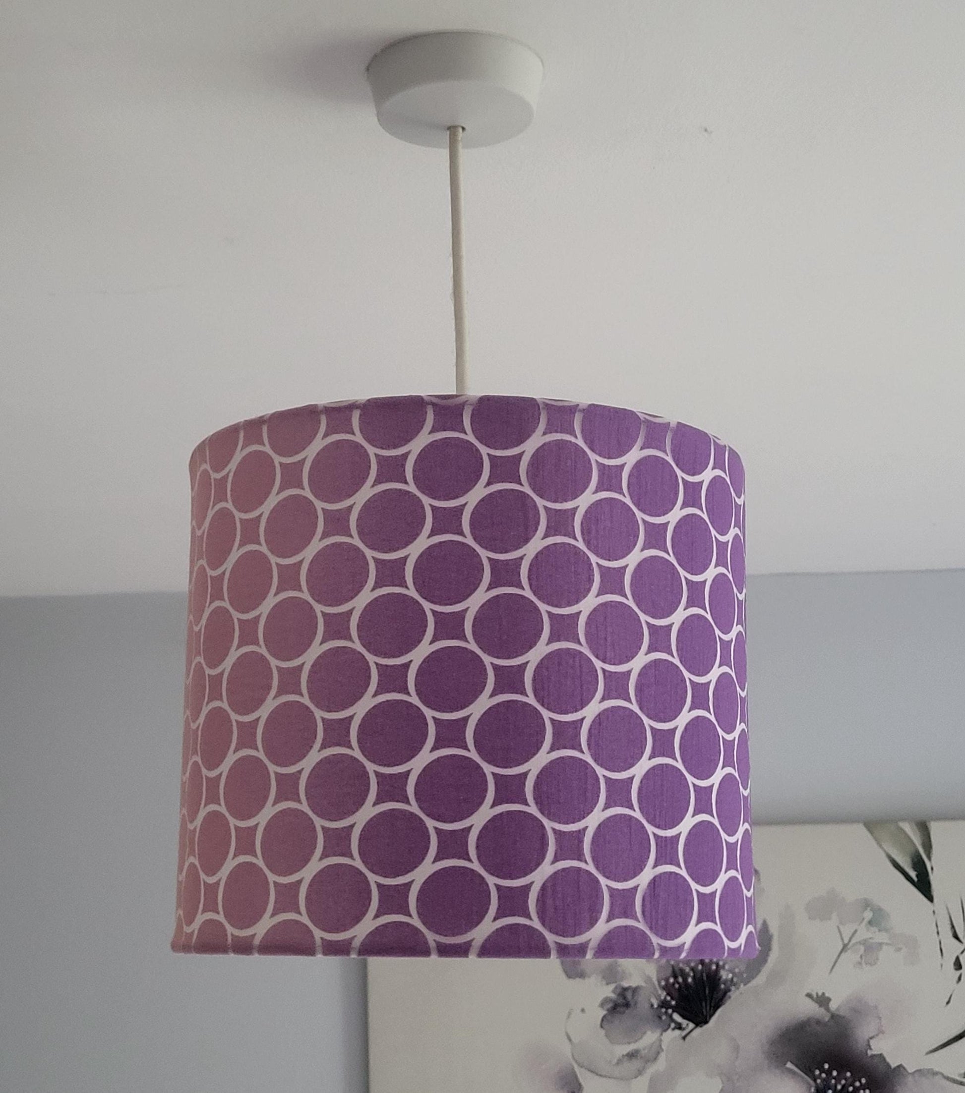 Purple Ombre Lampshade: Geometric Print, Girl's Room Decor