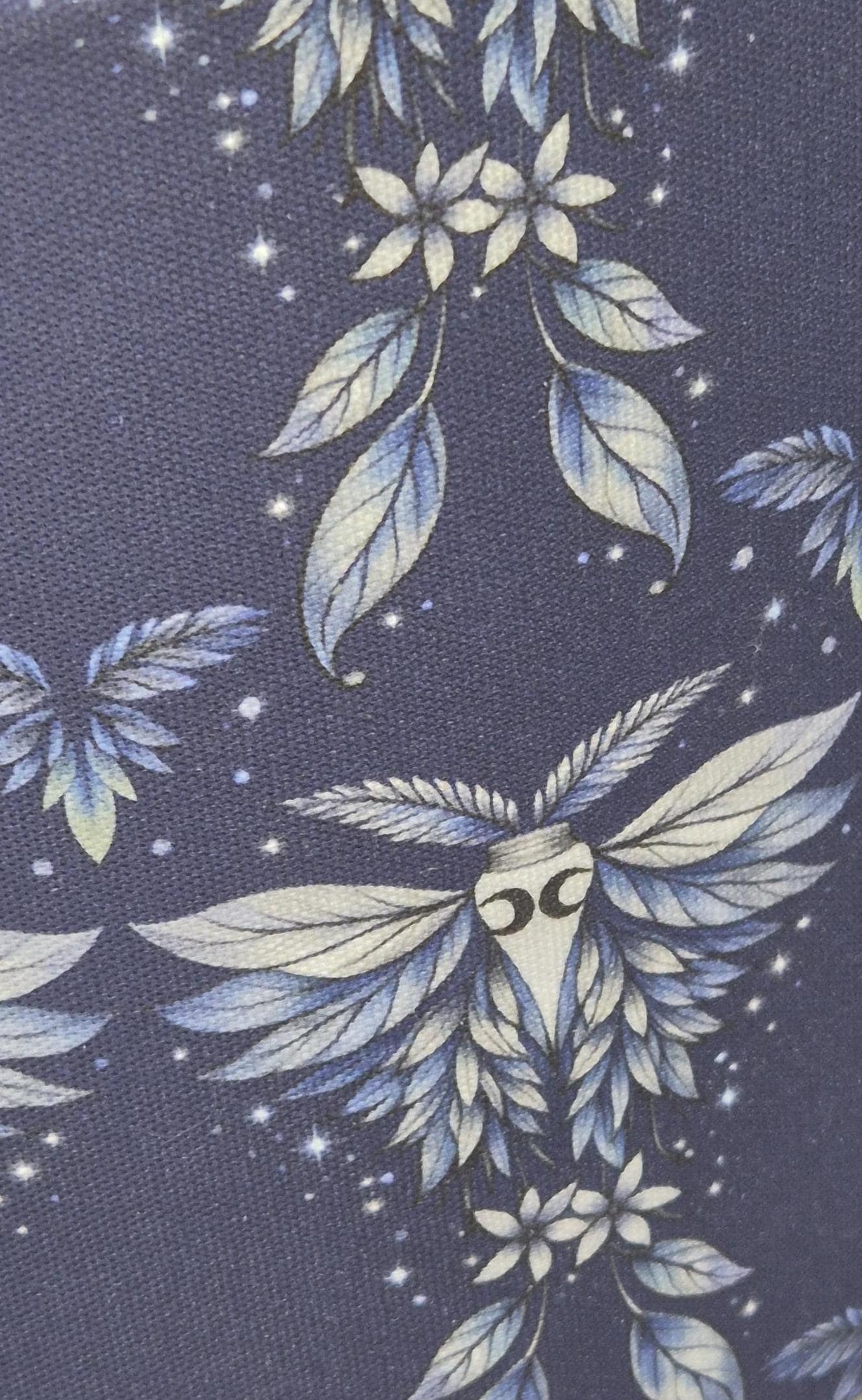 Blue Moth Lampshade 30cm Drum | Celestial Night Sky Design, Silver Inner (UK Made)