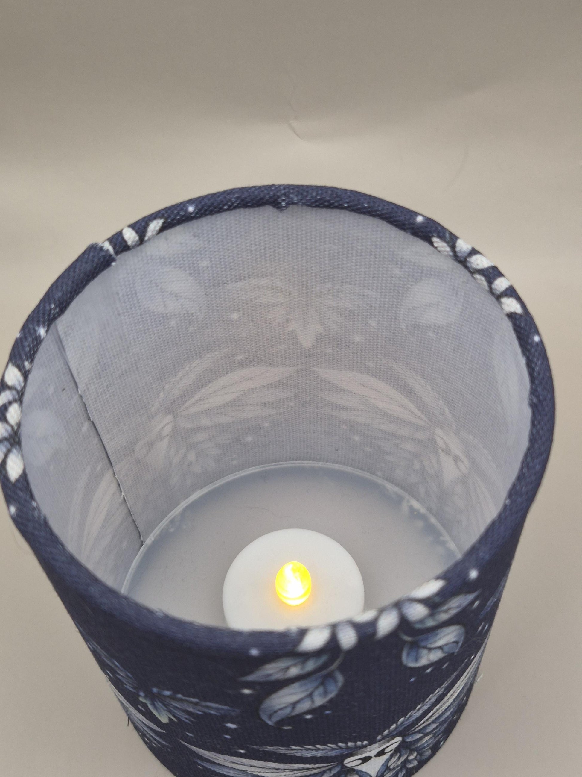 Dark Moth Fabric Tealight Holder | Whimsical Cottagecore LED Candle Lamp
