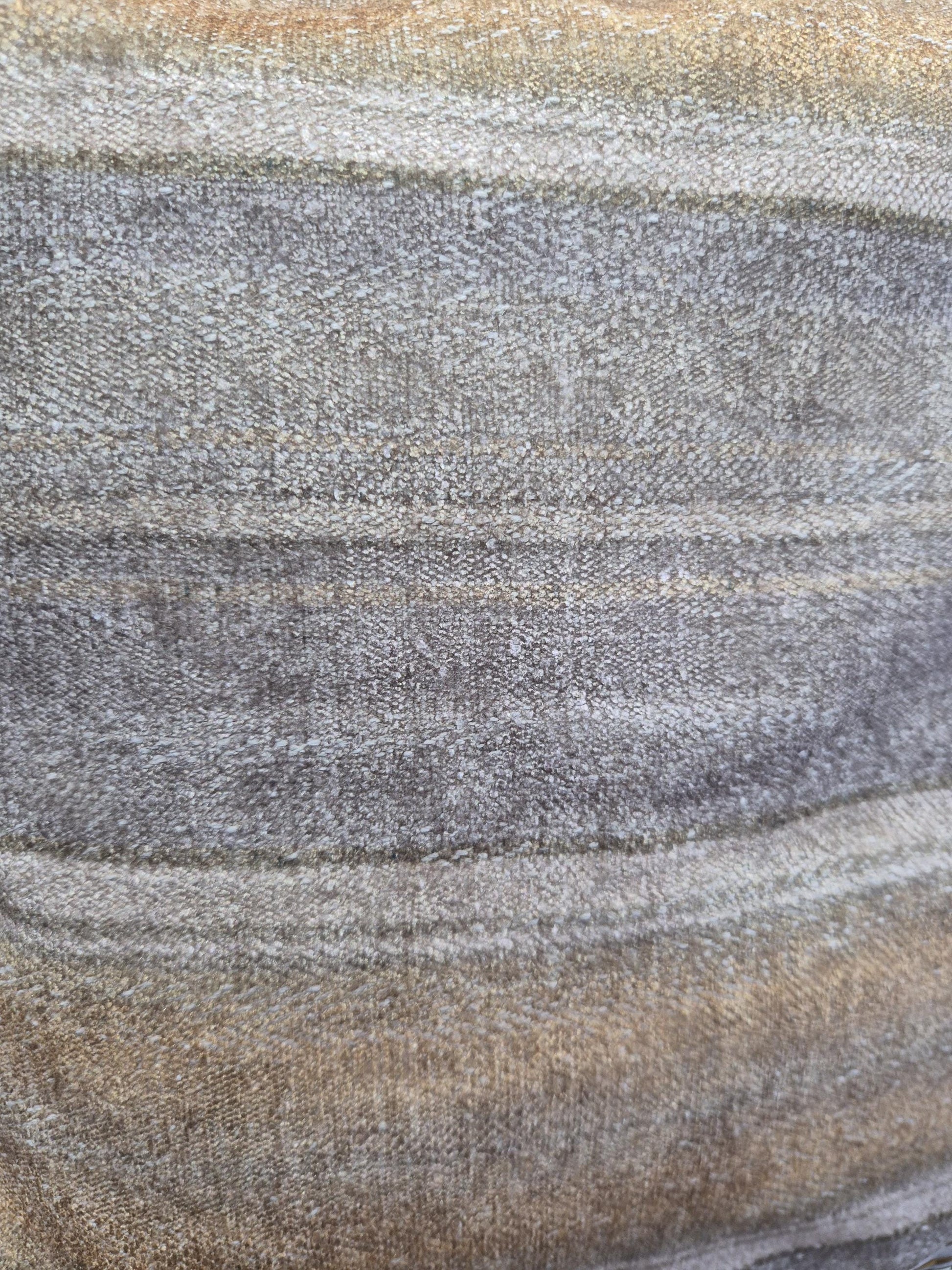 Neutral Stripe Cushion 40x40cm – Beige Taupe Textured Pillow with Ribbon Detail