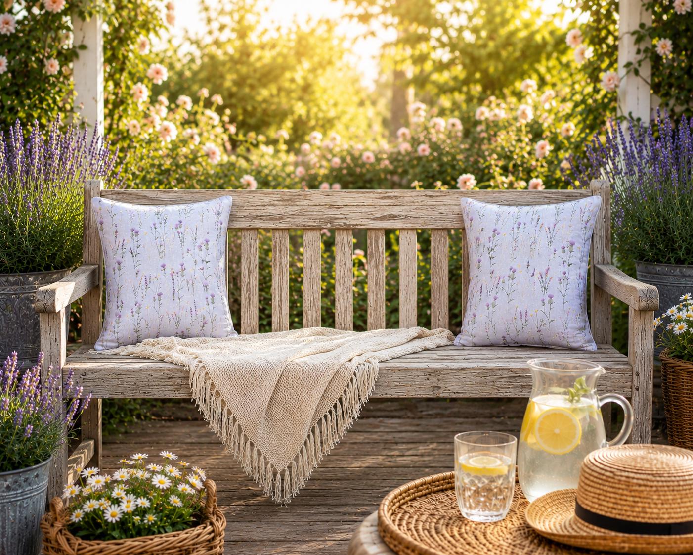 Floral Outdoor Cushions: Water Resistant Patio Pillows, Set of 2