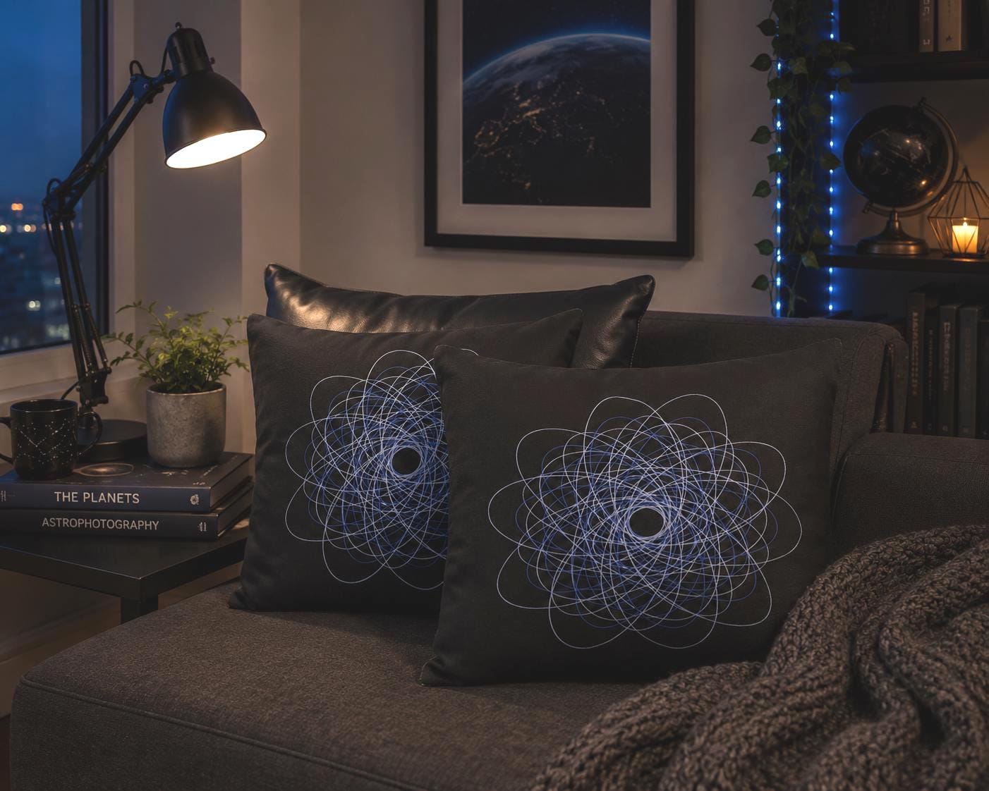 Spirograph Print Pillows: Recycled Cotton Scatter Cushions (Set of 2)