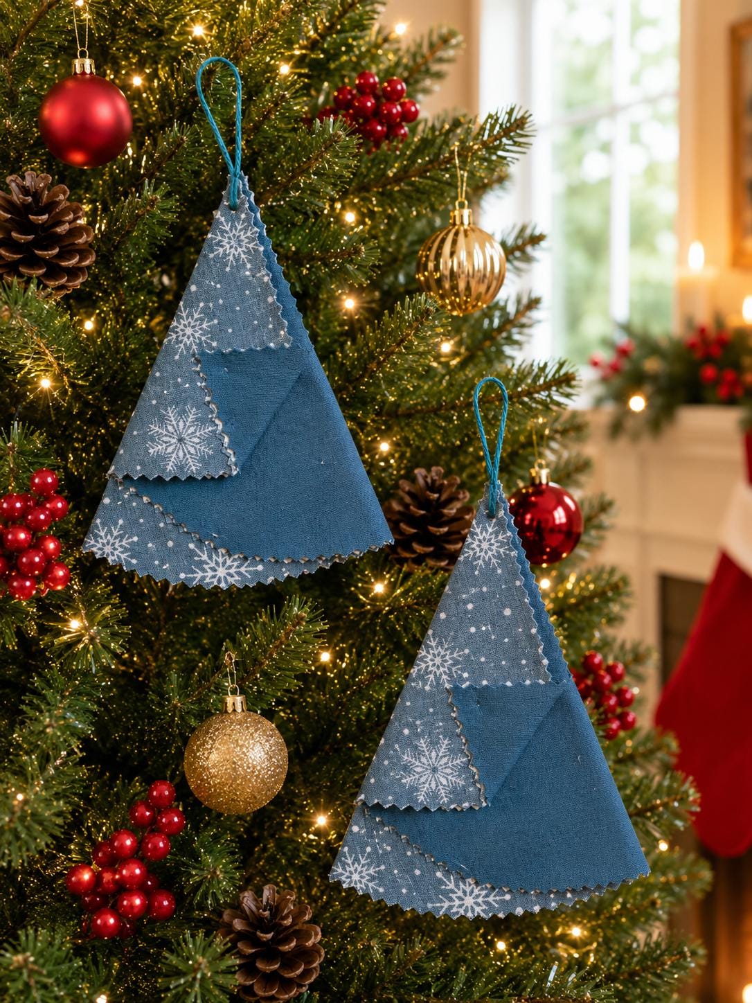 Handsewn Fabric Christmas Tree Ornament: Eco-Friendly Decor