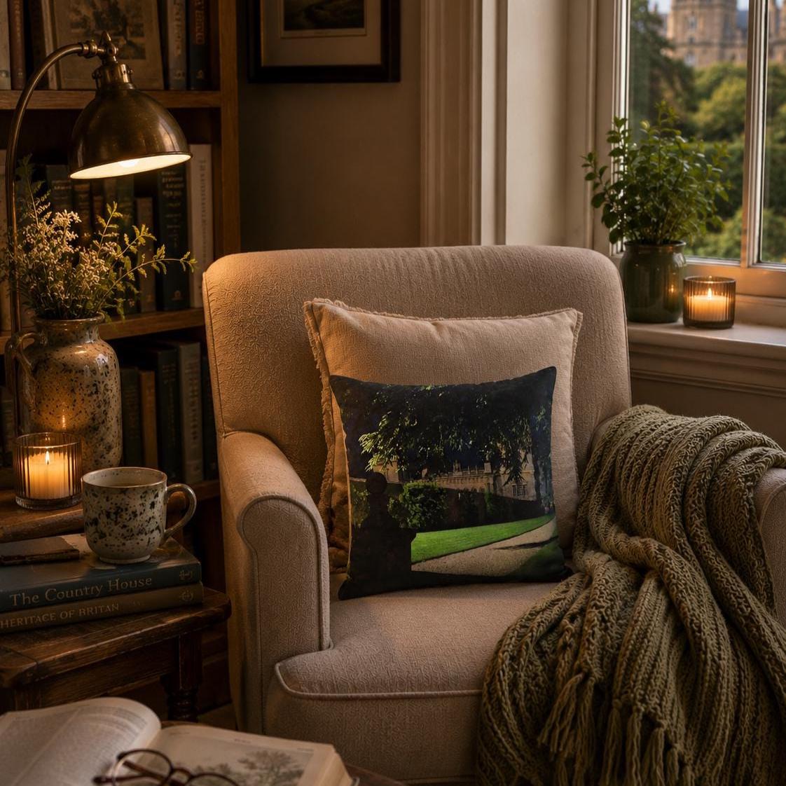 Grimsthorpe Castle Cushion Cover | Heritage Style, Hand-Dyed Backing (30x30cm)