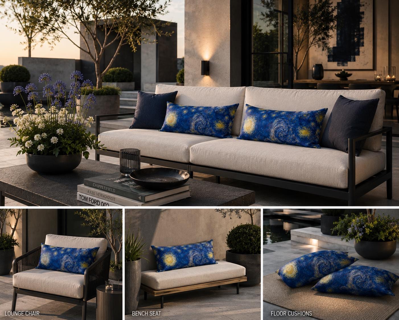 Van Gogh Print Outdoor Cushions: Waterproof Patio Pillows