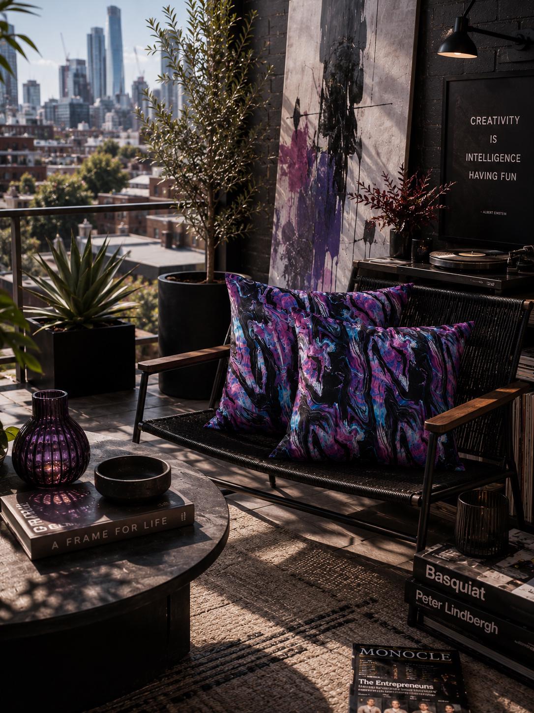 Water-Resistant Marble Print Outdoor Cushions: Stylish Patio Decor (45cm x 35cm)