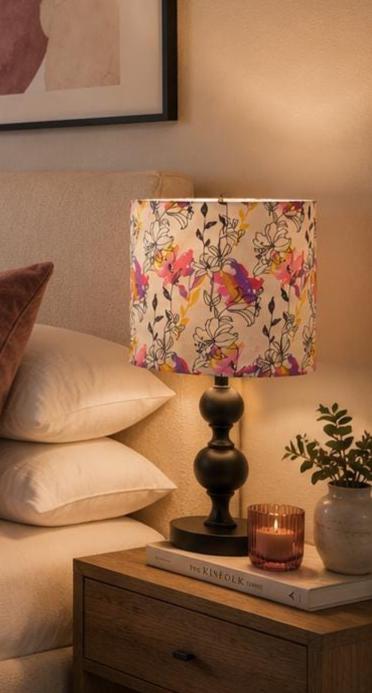 Large Floral Lampshade: Rainbow Flower Table Lamp Decor
